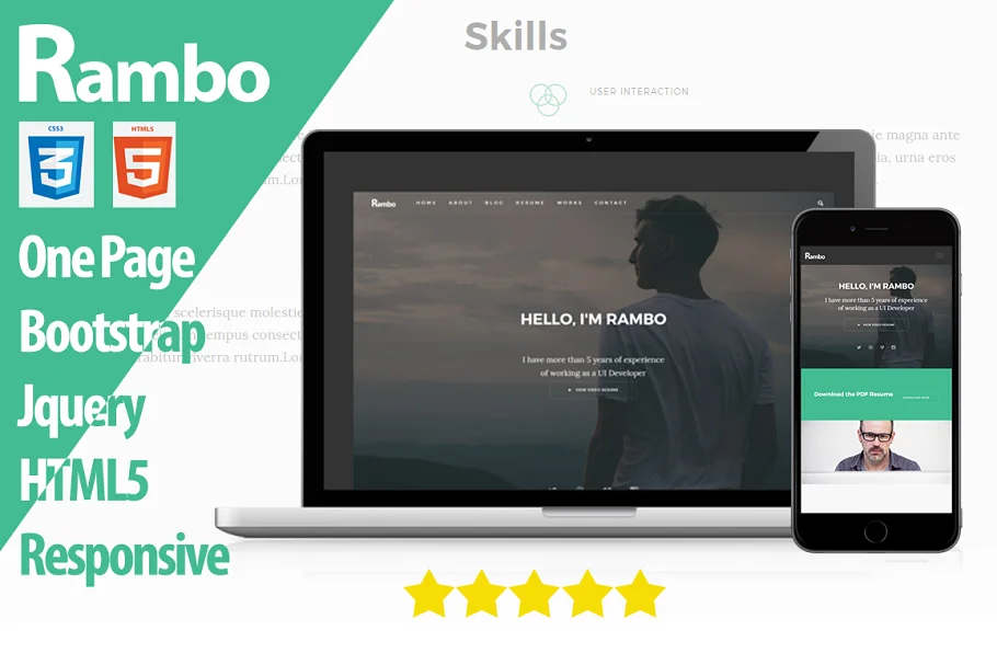 Rambo - One Page Resume Template Web Theme Free Download - Itfonts.com